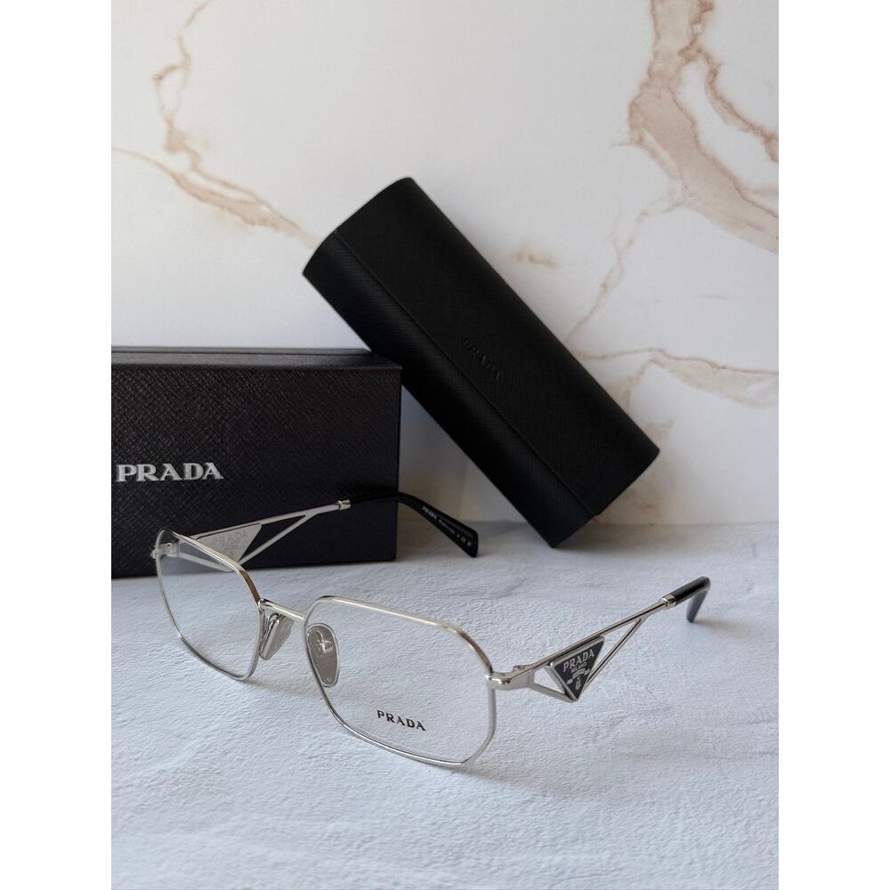 NEW Prada PR A53V Silver Hexagon Unisex Eyeglasses Frames - Picture 4 of 8